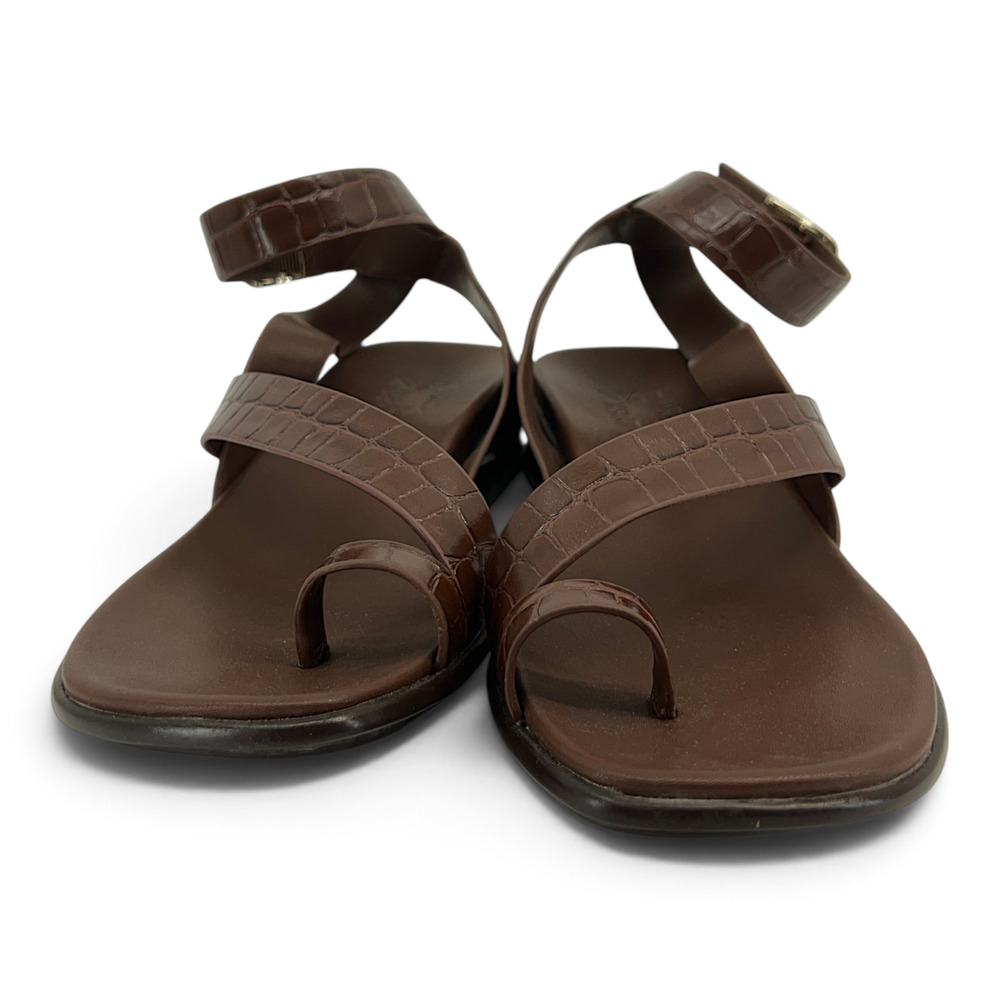 Naturalizer Birch Women's 7.5 M Brown Croco Strappy Flat Sandals - Picture 3 of 7